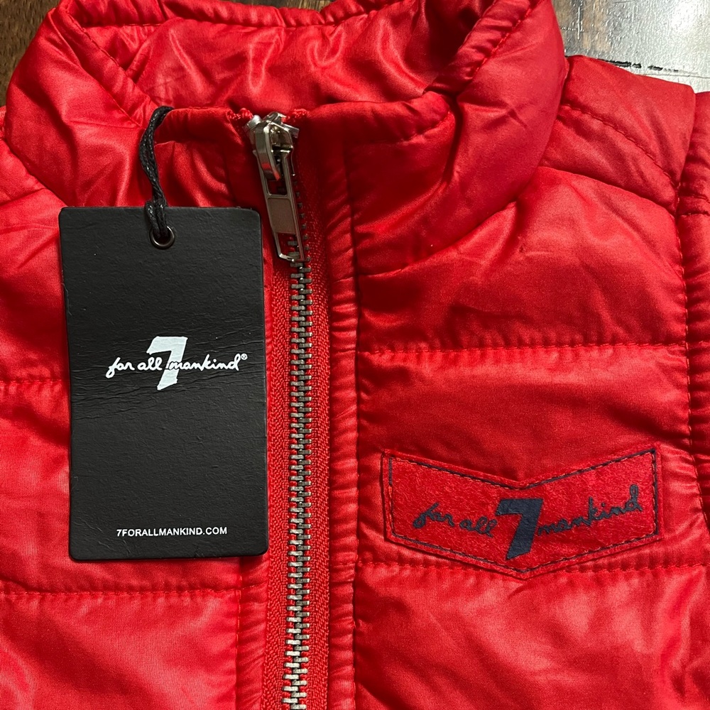 NWT 7 for all mankind bright red puffer vest